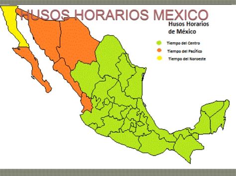 México posee 4 husos horarios según el centro nacional de metrología: Husos horarios mexico