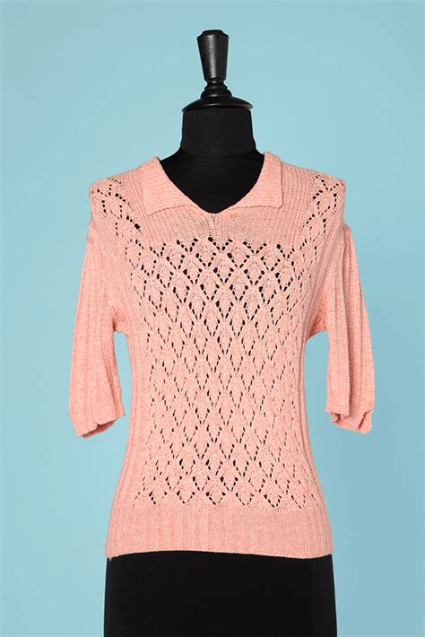 Pull femme en kit en pur alpaga et soie, le top de la laine à tricoter. Pull 1930 en laine rose tricoté main - Chez Sarah