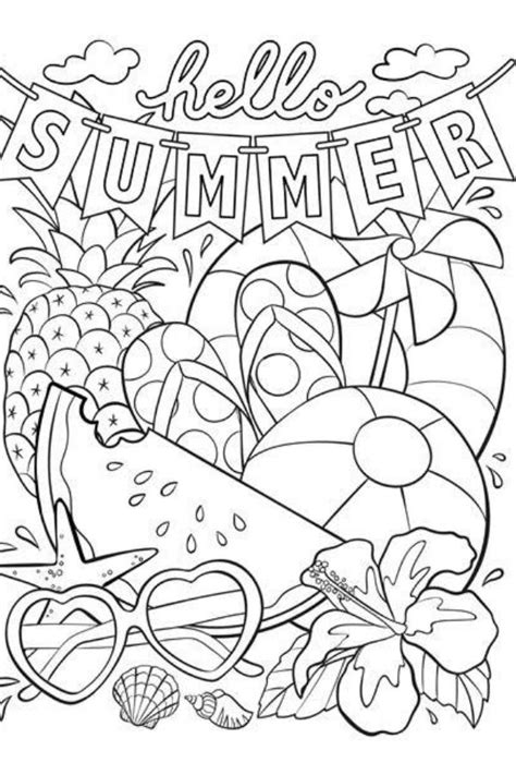 Free printable summer coloring pages. Free Hello Summer coloring page download. Plus free ...