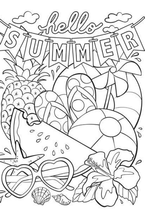 Print coloring pages online or download for free. Free Hello Summer coloring page download. Plus free ...