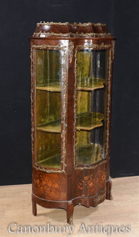 Turn of the century french kingwood inlaid. Antique French Vitrine Display Cabinet - Empire Circa 1880