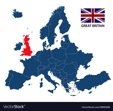 This county map shows the current but often changing goverment administrative counties of england. Map of europe with highlighted great britain Vector Image