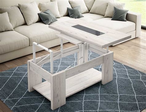 Mesa de centro modelo 22185 elevable y con revistero visto. Mesas De Centro Convertibles En Mesa Comedor : Comprar Mesa De Centro En Blanco Y Roble Mesas De ...