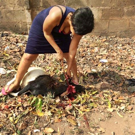 4th, the goat received the iniquities from … Wonderful! Photo Of Nigerian Lady Slaughtering Goat On ...