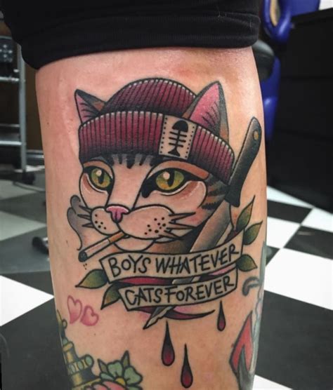 Inspired by the style of american traditional tattoos, this playful cat sticker celebrates cats from all. Tattoo Back Old School American Traditional #tttism # ...