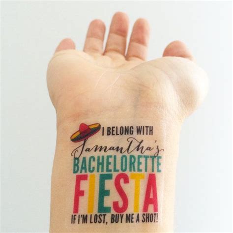 Go all out with footie pajamas, pillow fights, dreamy crooners on vinyl. Custom Bachelorette Party Temporary Tattoos - Fiesta! - - #BacheloretteParty in 2020 | Bridal ...