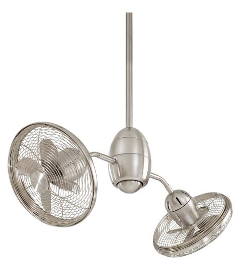 Includes 4.5 downrod and angled ceiling adapter. Minka-Aire Brushed Nickel Dual Motor Ceiling Fan Brushed ...