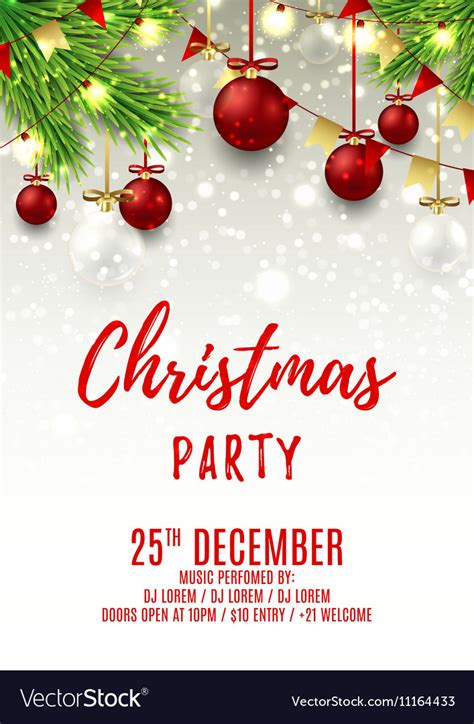 Christmas party expenses can really add up and these free christmas party invitations are a great way to a cookie exchange party is a popular type of christmas party and this free invitation template from catch my. Christmas party flyer template Royalty Free Vector Image