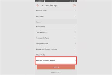 This page has an error. How To Delete Your Shopee Account