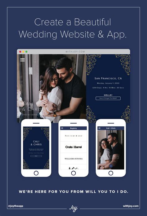 People engaged in professional jobs hardly get time for the basic preparations and have to complete every planning during lunch hours, weekends. Joy is a free wedding website that does more. Customize ...