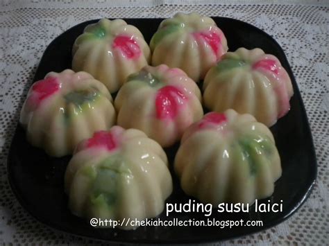 Setengah tin susu pekat, satu tin buah laici, satu biji buah naga, dua biji buah mangga, cincau, ais. Alaaahaiii..CheKiah: PUDING SUSU LAICI