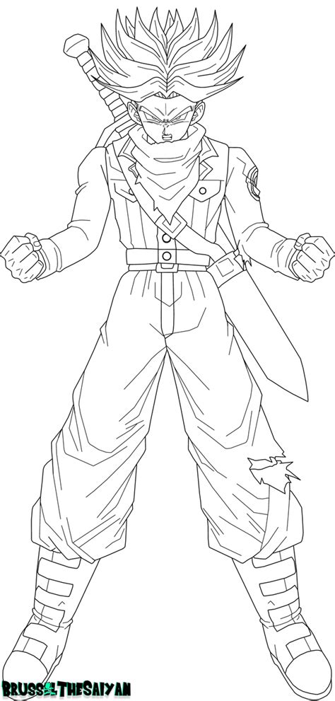 Dragon ball super coloring page with few details for kids : Super Saiyan Rage Trunks Lineart by BrusselTheSaiyan on ...