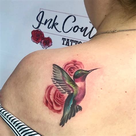 It is a rose bush with yellow roses. Hummingbird And Rose Tattoo Designs