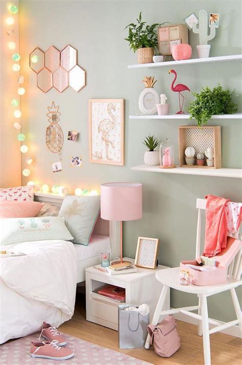 Chambre d ado fille 30 idees de decoration pour une chambre moderne. diy projet décoration chambre fille, peinture flamant … | Decoración dormitorio niña, Decoración ...