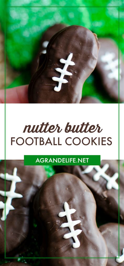 24 nutter butter peanut butter sandwich cookies, crushed. Nutter Butter Football Cookies - A Grande Life