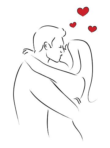 One line art — stock vector image. Line Art Of Kissing Couple Stock Illustration - Download ...