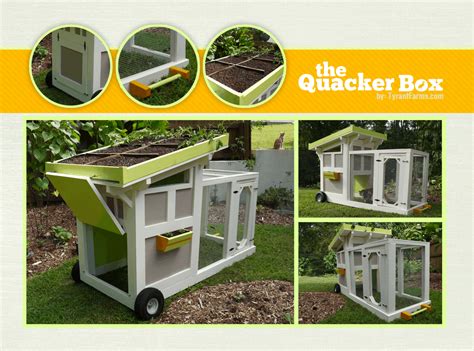Chicken run plans include shopping list, cutting list, measurements, and illustrated instructions. "The Quacker Box" - A green roof duck house or duck coop