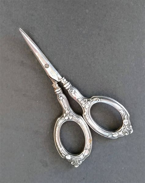 Acanthus 1897 by dominick & haff. Antique Scissors, Sterling Silver Handles, Made by GEB.K ...