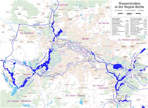 Aufgeführt werden lage, bauart sowie breite. Dahme-Wasserstraße