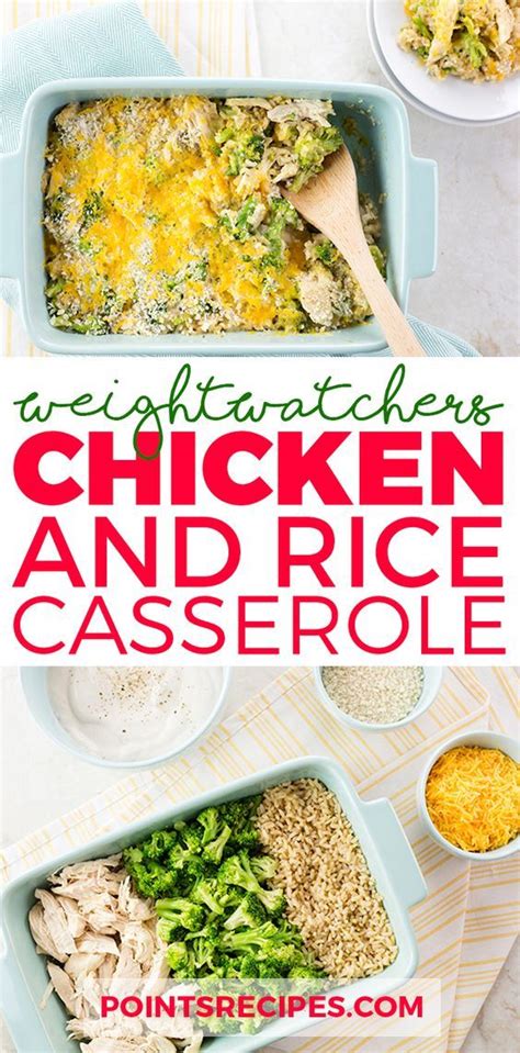 This simple recipe for chicken rice casserole really has a lot of flavor, and it's so easy to put together. Pin on Weight watchers