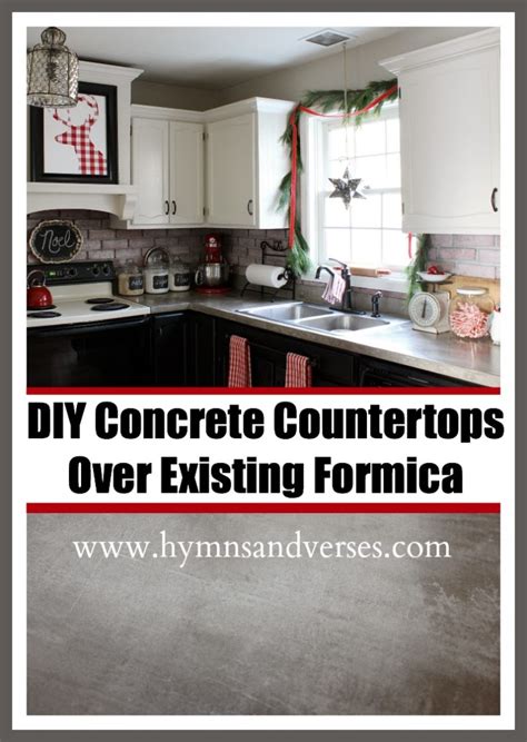 Carefully begin pressing the laminate to the wood, leaving plenty of laminate overhanging on all sides. DIY Concrete Countertops Over Existing Formica - Hymns and ...