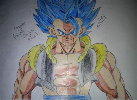 A member asked if i could draw him a dragon ball character from the gt series. Drawing Gogeta Super Saiyan Blue | DragonBallZ Amino