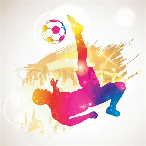 Fussballspieler mit ball laufen fussball spieler abstrakte. Bright Rainbow Silhouette Soccer ... | Stock vector ...