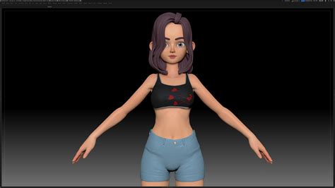 Cute hairstyles for girls short hair. ArtStation - ZBrush Stylized Character Girl Base Mesh with ...