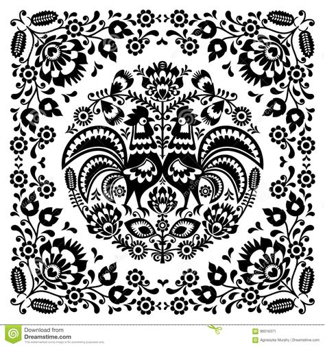 It is suitable to use in four seasons. Polish Floral Folk Art Square Pattern With Rooster Stock ...