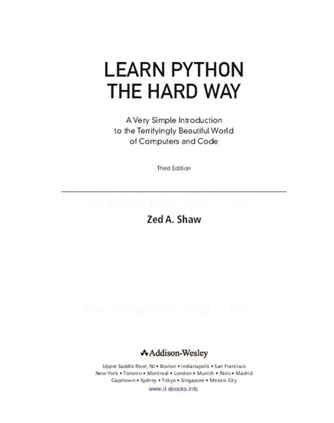 Programmers have invented tools to make this even easier, but we won't be using any of these. PDFLearn Python the Hard Way, 3rd Edition.pdf