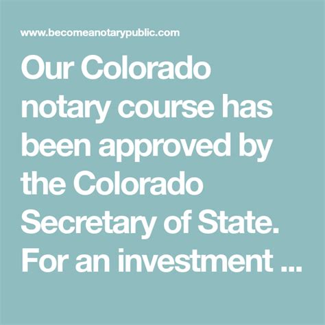 Online notary is now available to colorado residents. Our Colorado notary course has been approved by the ...