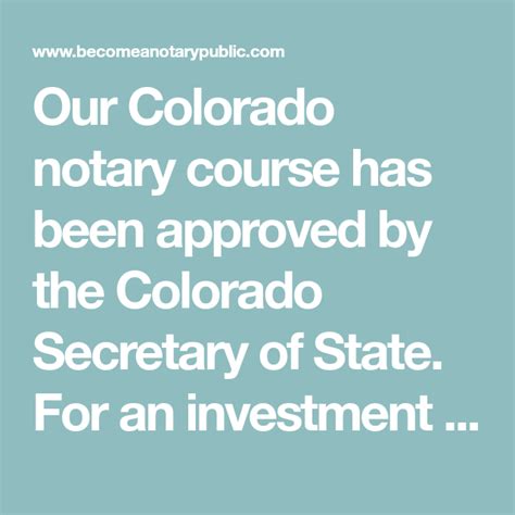 To become a colorado notary, you must be a colorado resident, complete a notary application and pay the how much does it cost to become a notary in colorado? Our Colorado notary course has been approved by the ...