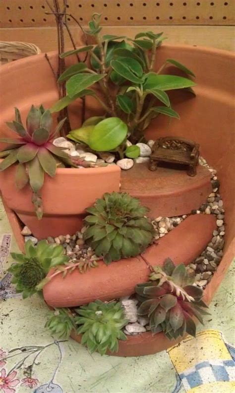 Click here for her aol column!! Cracked pot mini garden. #gardening #garden # ...