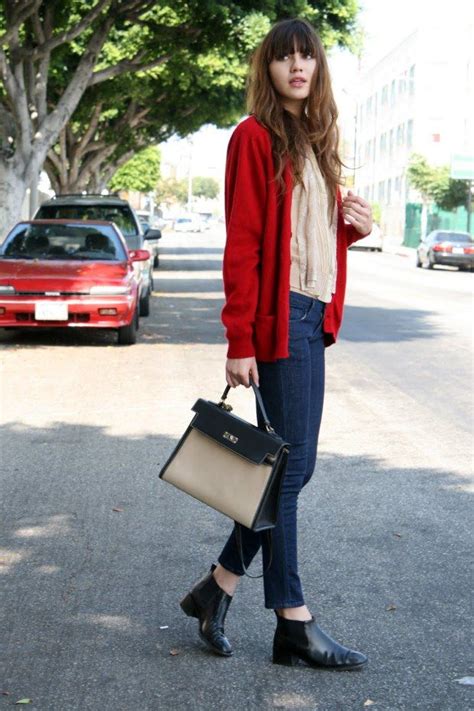 View our chelsea boots, lace ups and work boots in leather and suede. Chelsea boots +white shirt+red cardigan/blazer | Sleek ...