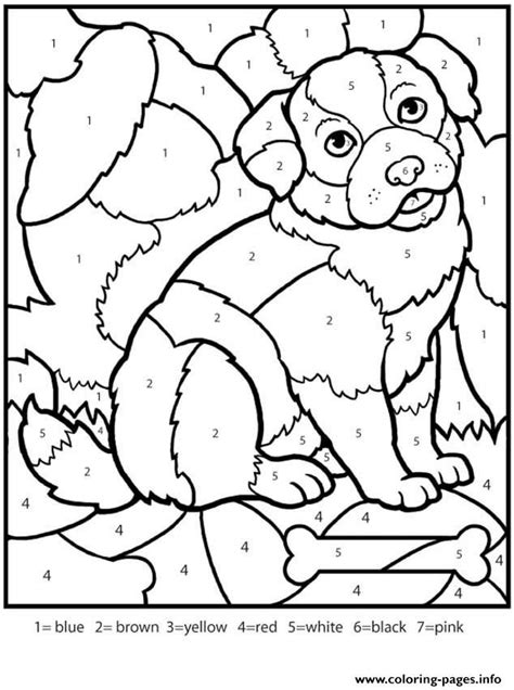 Free dog coloring pages for kindergarten. Print color by numbers adult worksheets dog coloring pages ...