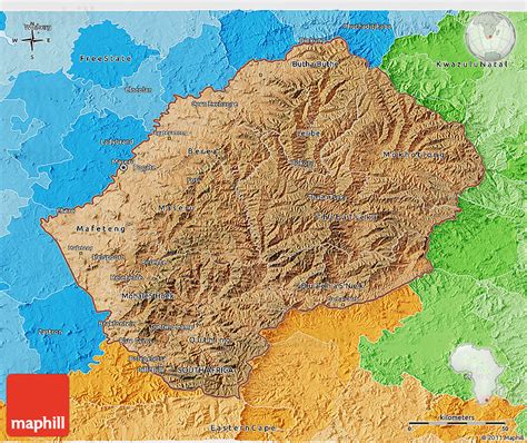 Basutoland wurde umbenannt von lesotho nach der unabhängigkeit von großbritannien in 1966. Lesotho Satelliten-karte