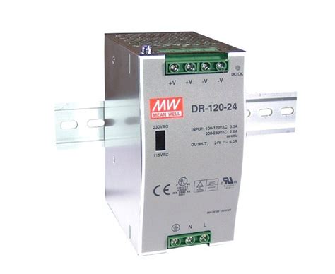 120w single output industrial din rail power supply. Gelijkstroomvoeding DR-120-24 - Mean Well