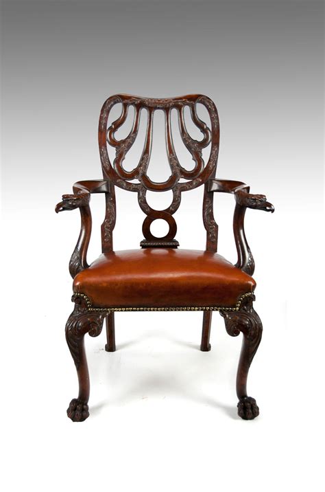 Painting a perfectly fine upholstered chair seems crazy! 19thC Leather Upholstered Desk Chair After a Design by ...