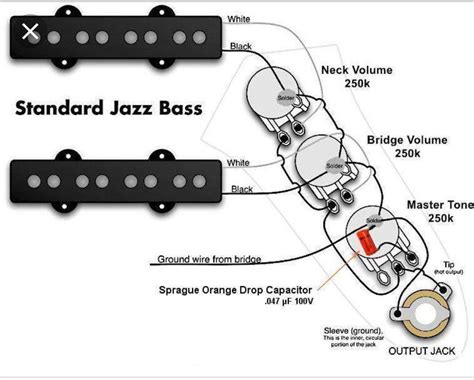 Unlike most other guitar wiring, the output wires from the pickups connect to the middle lugs of the volume pots, letting you turn the volume of one pickup down without affecting the other. Jazz bass wiring advice please - Repairs and Technical - Basschat