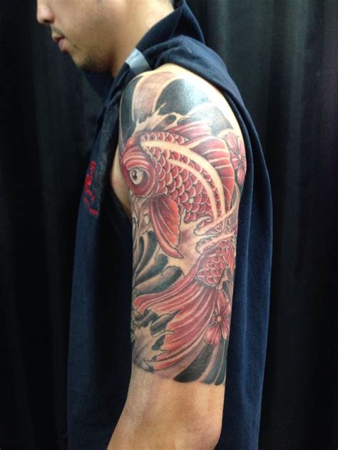See more ideas about koi tattoo, japanese tattoo, sleeve tattoos. Half sleeve koi fish Blacky's tattoo studio | Blacky's ...