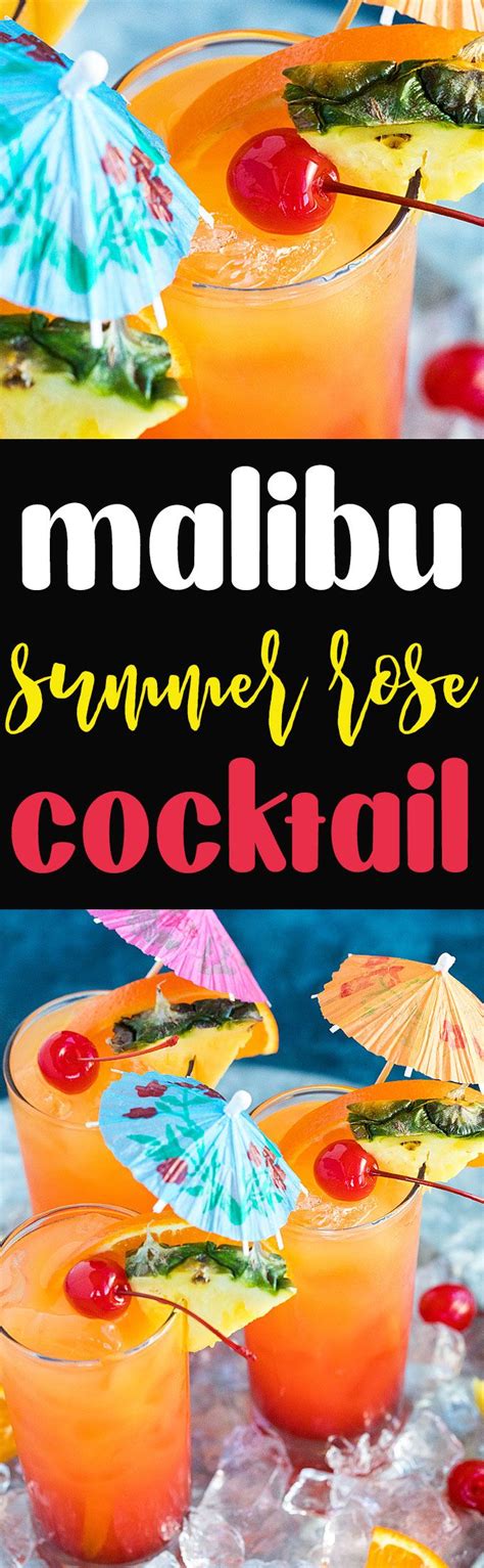 Top up with pineapple juice. Malibu Summer Rose Cocktail | Recipe | Rose cocktail, Rum cocktail recipes, Cocktails