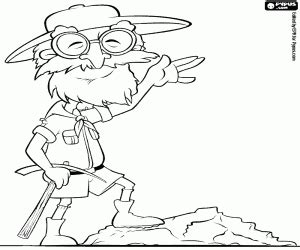 Paleontologist coloring sheet child education. Human evolution and Archaeology coloring pages printable games