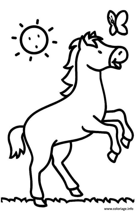 Une activité idéale pour exercer sa créativité, sa concentration, mais aussi se détendre ! Coloriage Cheval Facile Maternelle Enfant Dessin Cheval à ...