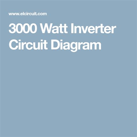 300w power inverter circuit diagram. 3000 Watt Inverter Circuit Diagram | Circuit diagram, Circuit, Diagram