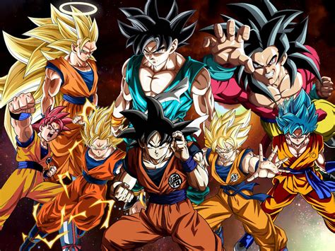 Your goal is to travel through the universe in search of the dragon balls by playing alternately three of the most famous heroes of the series, goku become. Goku's Transformations Wallpaper by Victor90900 on DeviantArt