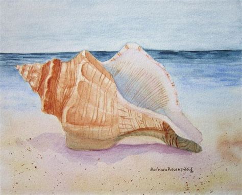 The conch shell is a spiritual symbol that has been used in many cultures throughout history. Original Sea Shell Watercolor Painting Art by ...