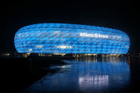 Germany allianz arena munich sunset. Live Football: Stadion Bayern München - Allianz Arena