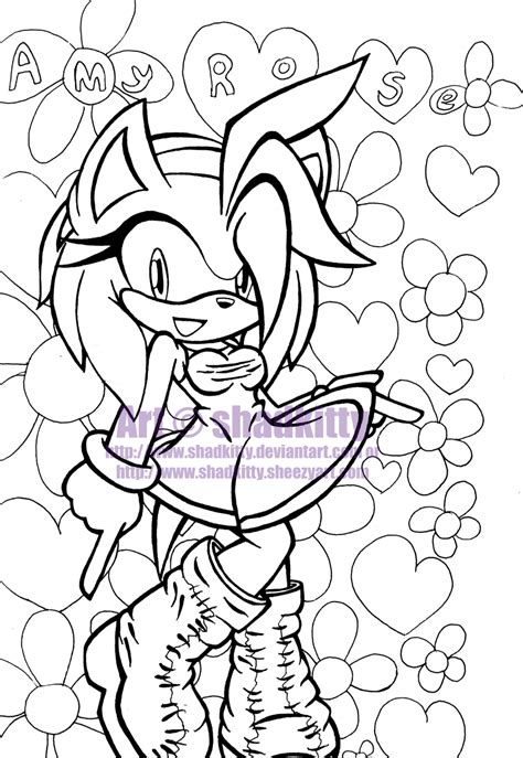 Lineart of my fav charie in the world!! Amy Rose Lineart by Lavenkitty on DeviantArt