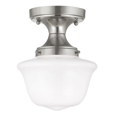 It is available in rubbed bronze combined with blades of maple wood. 8-Inch Satin Nickel Schoolhouse Ceiling Light | FDS-09 ...