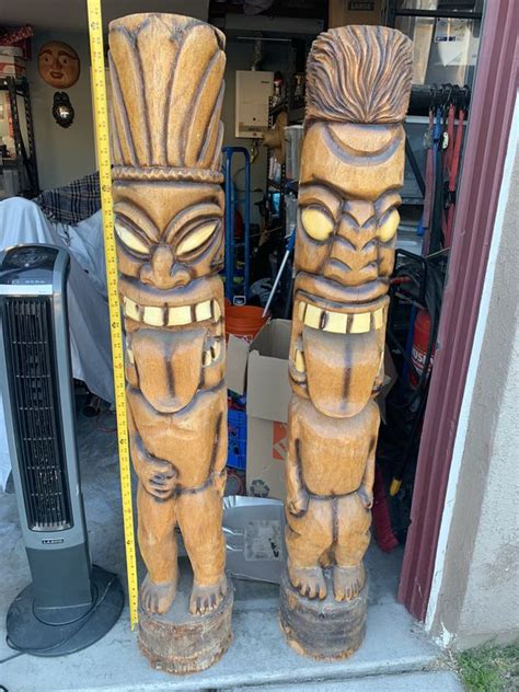 Beistle jointed tiki totem pole 2 piece, multicolored. Tiki, totem pole for Sale in Chino, CA - OfferUp